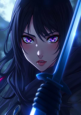 Anime warrior with glowing sword