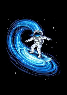 Astronaut Surfing a Cosmic Wave