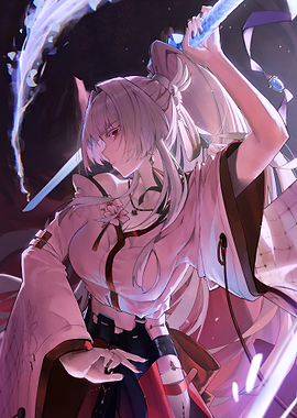 Anime Samurai Woman with Glowing Sword