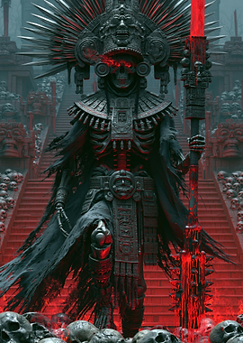Aztec Skeleton Warrior with Bloody Sword