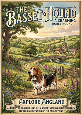 Basset Hound Exploring the English Countryside