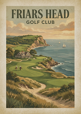 Friars Head Golf Club Vintage Poster
