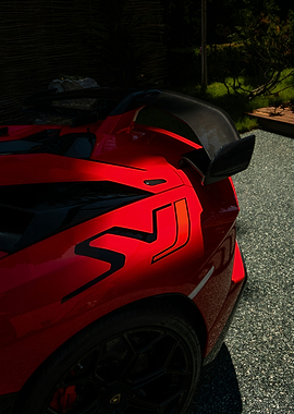 Red Lamborghini Aventador SVJ