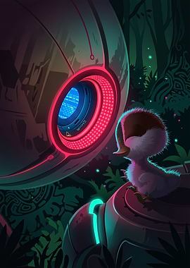 Duckling meets futuristic robot eye