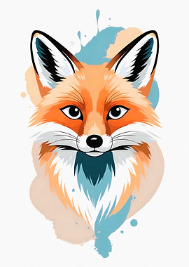 Watercolor Fox Portrait