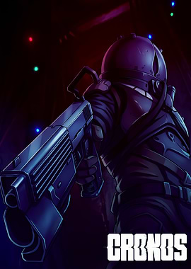 Astronaut holding a futuristic gun