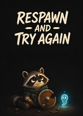 Cute Raccoon and Ghost with Text