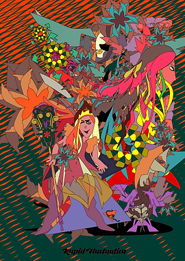 Fantasy Character with Floral Elements
