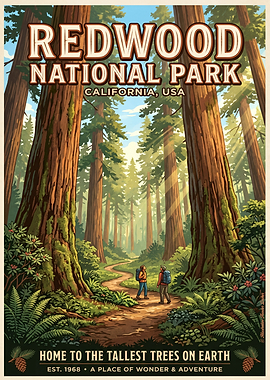 Redwood National Park Vintage Poster
