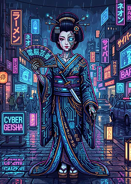 Cyber Geisha in Neon City