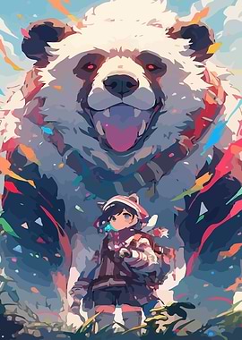 Panda and Girl Anime Bost Art