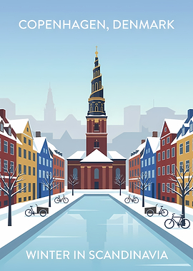 Copenhagen Winter Canal Scene