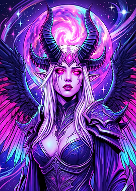 Fantasy Demon Queen in Space