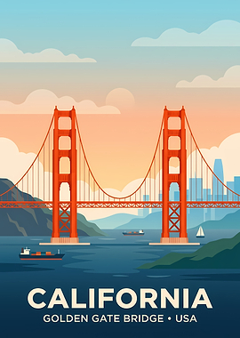 Golden Gate Bridge California Travel Poster