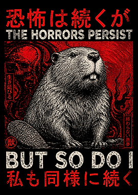 The Horrors Persist But So Do I Dark Beave Beast Gothic Japanese Wall Art Poster