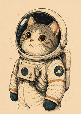 Astronaut Cat in Space