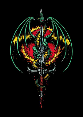 Dragon and Sword Illustration