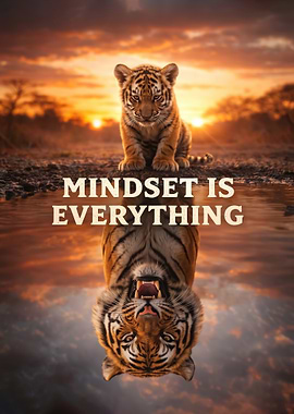 wild Tiger Cub Reflection MINDSET IS EVERYTHING