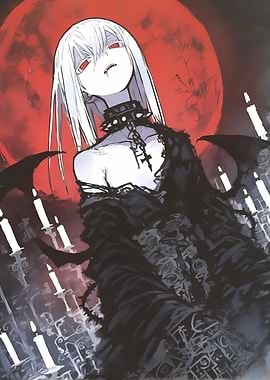 Gothic Vampire with Red Moon