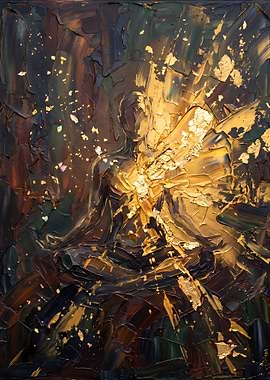 Zen Meditation Enlightenment Gold Leaf Abstract Art