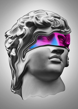 Melting Bust with Neon Eyes