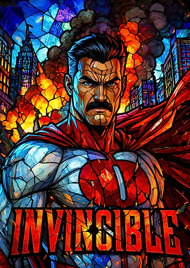 Omni-Man in Stained Glass Style