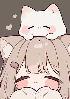 Cute Anime Girl with Cat