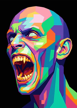 Vibrant Screaming Face Portrait