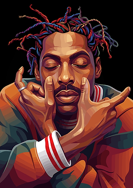 Portrait of Coolio with Colorful Dreadlocks