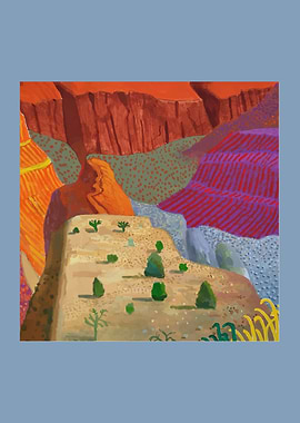Vibrant Canyon Landscape Painting by: David Hockney