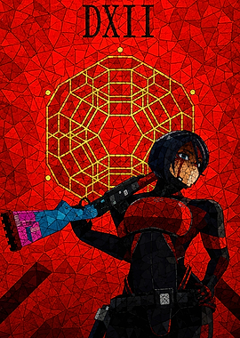 Anime Sniper with Geometric Background