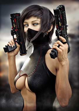 Cyberpunk Assassin with Dual Pistols