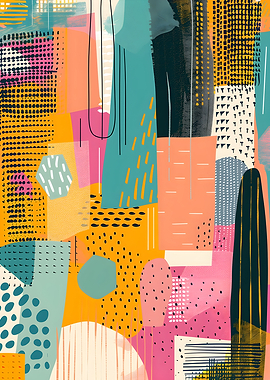 Abstract Geometric Collage with Vibrant Colors