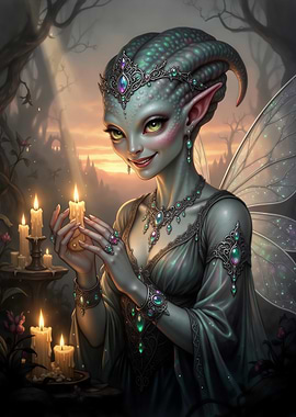 Alien Fairy holding a disclosure candle