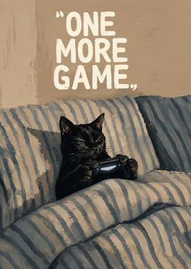 Black Cat Playing Video Games