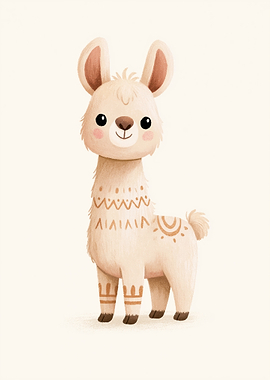 Cute Boho Cartoon Llama | Gender Neutral Nursery