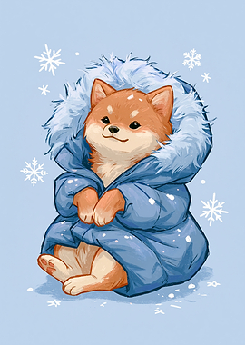 Shiba Inu in a Winter Coat