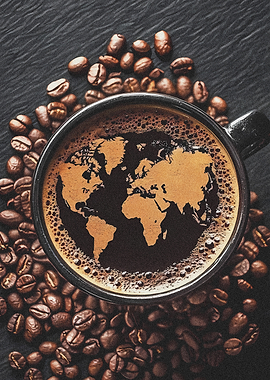 World Map Coffee Art