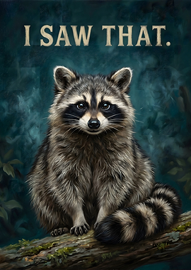 Raccoon 'I Saw That' Painting