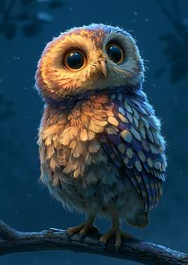 Cute Owl Perched on a Branch