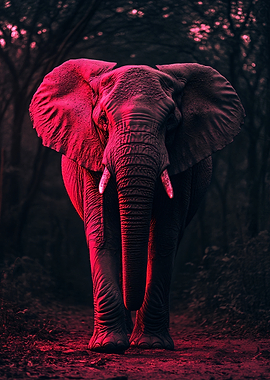 Elephant in Red Forest