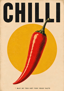 Vintage Chilli Pepper Retro Kitchen Poster