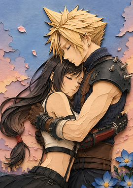 Cloud and Tifa Hugging