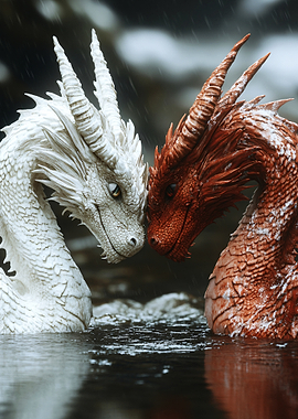 Two Dragons in Water