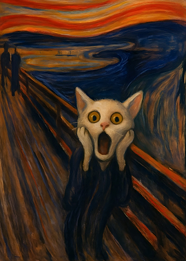 Screaming Cat in Edvard Munch Style