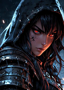 Warrior Woman with Red Eyes