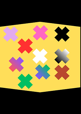 Colorful X Shapes on Yellow Background