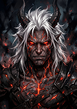 Fiery Demon Warrior Portrait