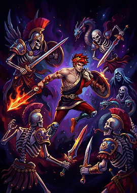Zagreus fighting skeletons and monsters