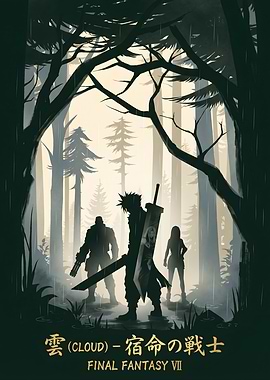 Final Fantasy VII Cloud and Friends in Forest